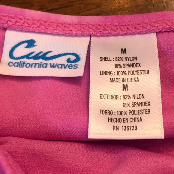 NWT CA Waves Medium High Waist Bikini Bottom Tie Dye Pink Swim Pool Beach - Picture 4 of 6